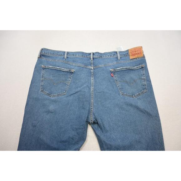 Levi's 505 Regular Fit Straight Stretch Rugged Denim Blue Jeans Mens Sz 50 x 30 - Picture 9 of 11